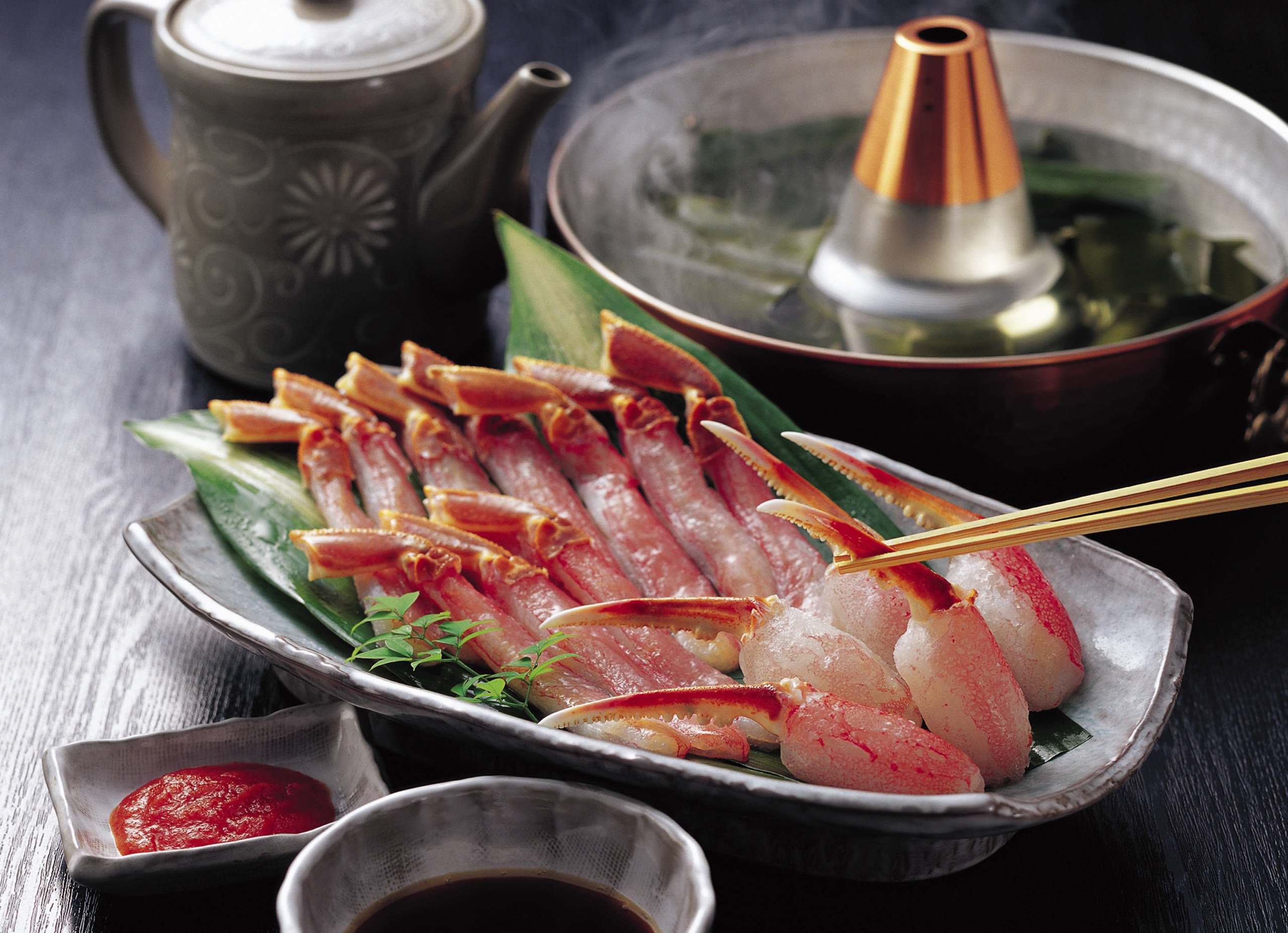 Grilled snow crab in its shell, part of a Yamashiro Onsen kaiseki course