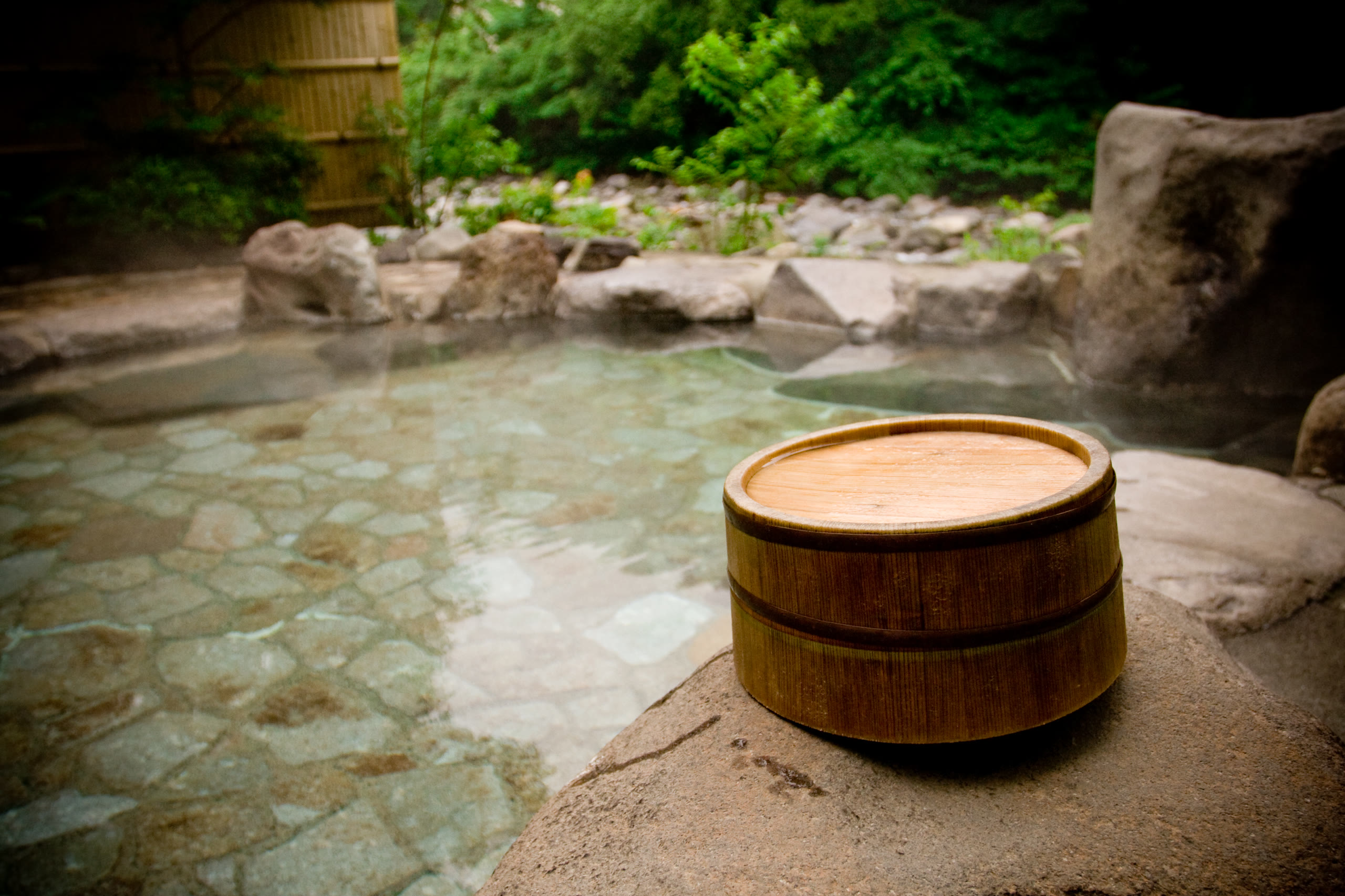 Steam rising from Noboribetsu's hot-spring valley, Hokkaido