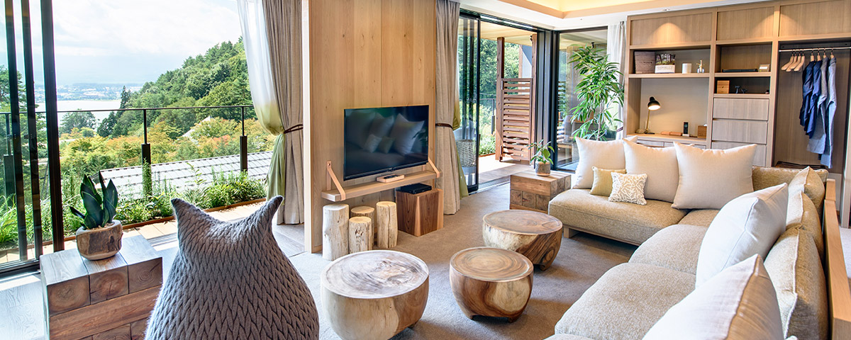 FUFU Kawaguchiko's lakeside suites with Mount Fuji in view