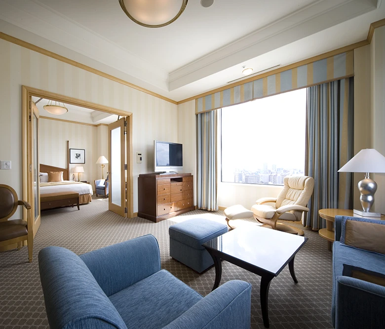 Imperial Hotel Osaka on the Okawa River opposite the castle park