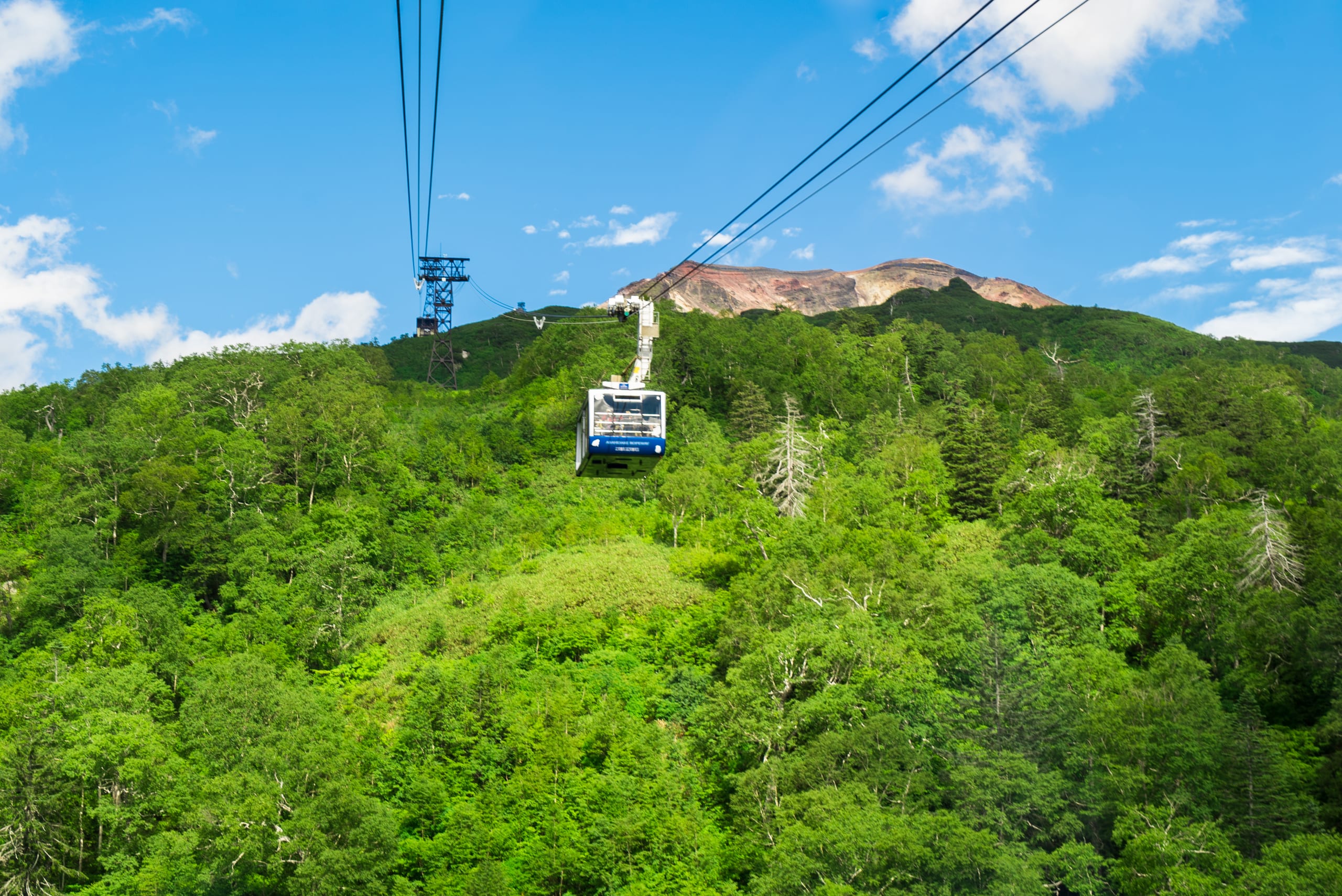 The Asahidake ropeway above the alpine terrain of Daisetsuzan, Hokkaido