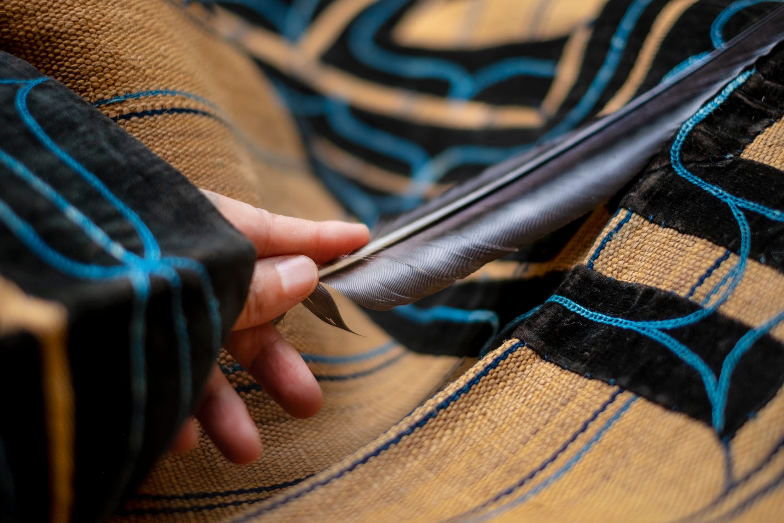 Ainu textile craftwork at Lake Akan, Hokkaido